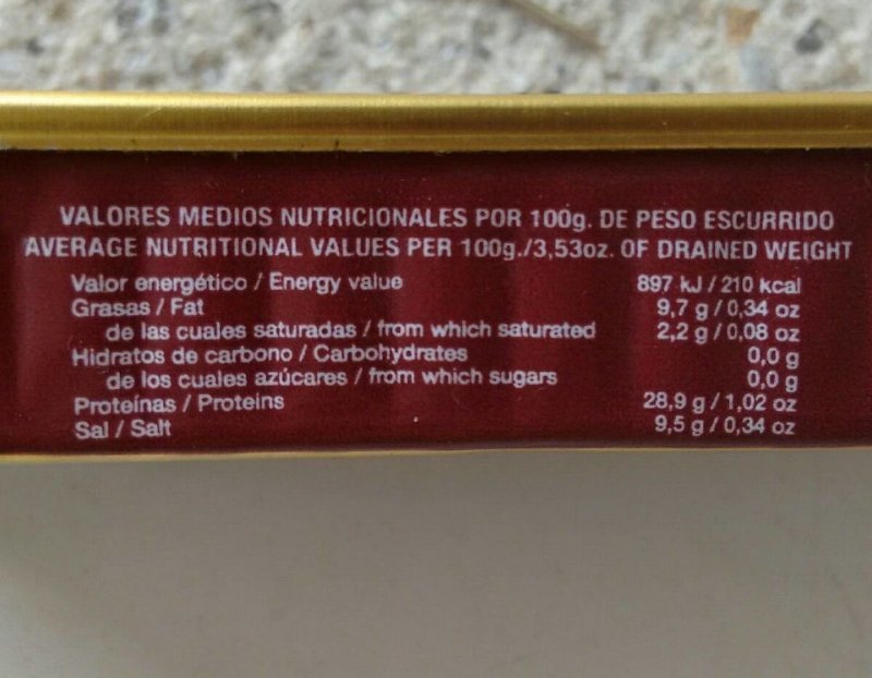 Foto da tabela nutricional
