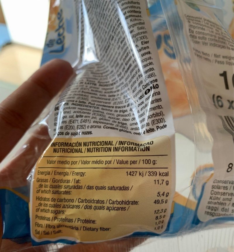 Foto da tabela nutricional