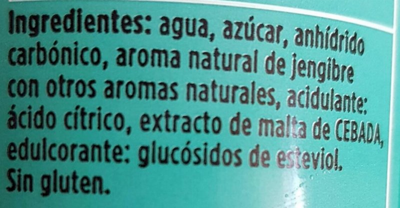 Foto da lista de ingredientes