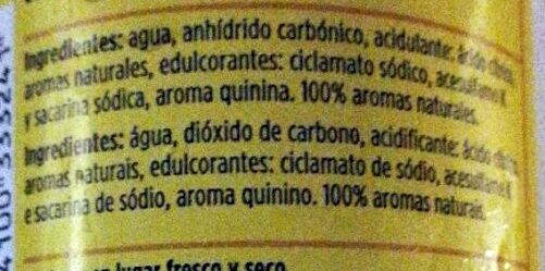Foto da lista de ingredientes