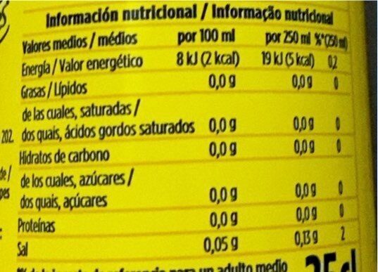 Foto da tabela nutricional