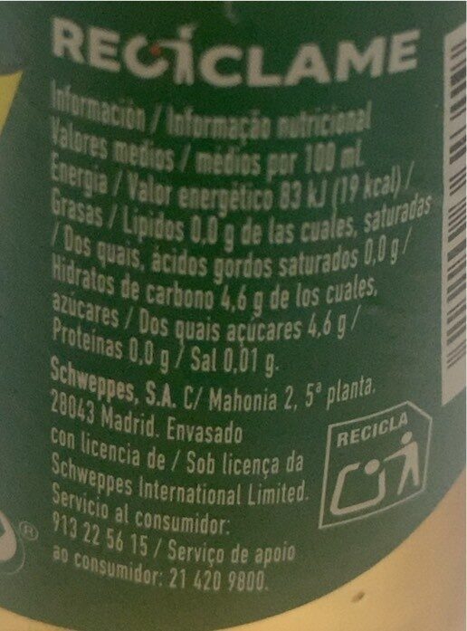 Foto da tabela nutricional
