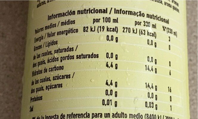 Foto da tabela nutricional