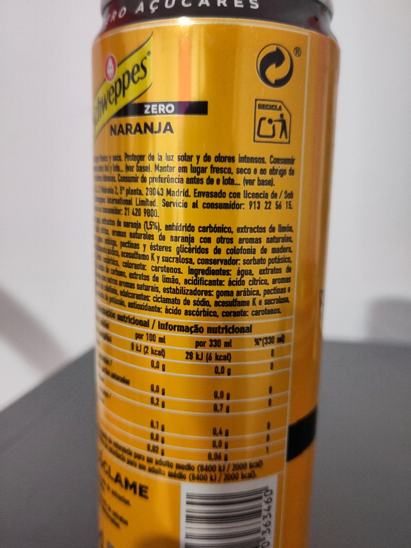 Foto da lista de ingredientes