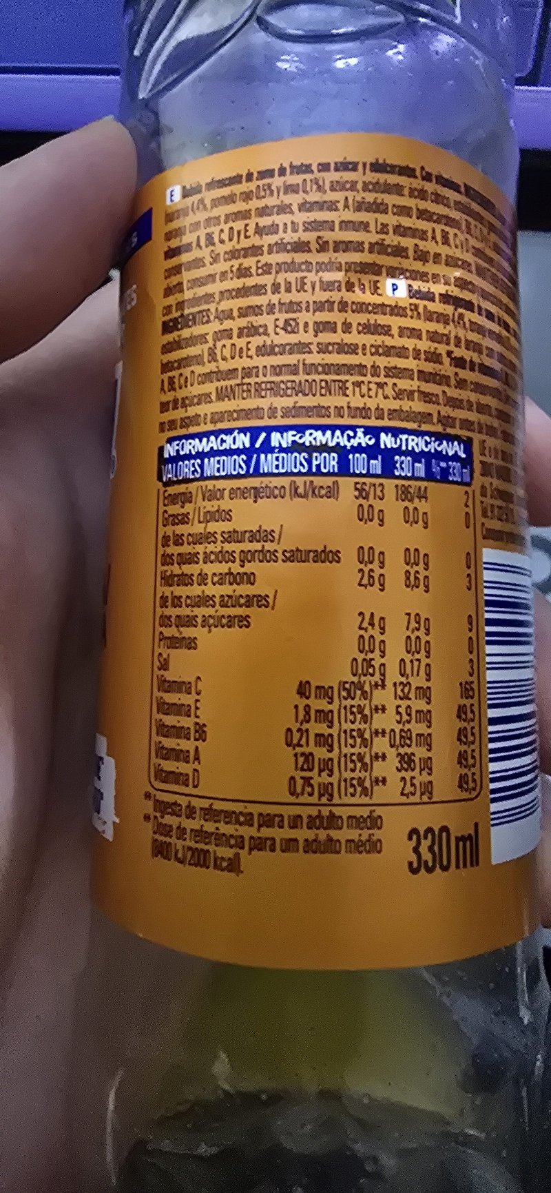 Foto da tabela nutricional
