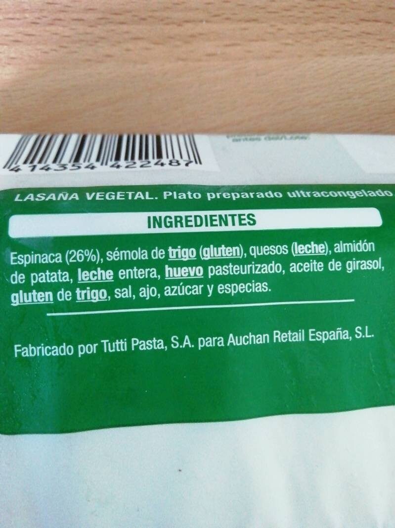Foto da lista de ingredientes