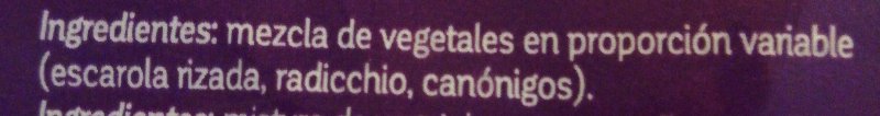 Foto da lista de ingredientes