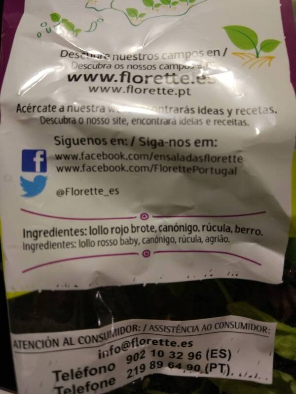 Foto da lista de ingredientes