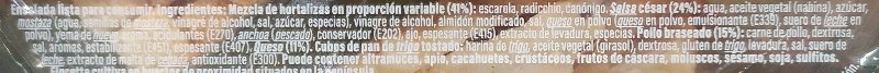 Foto da lista de ingredientes