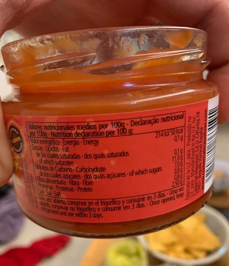 Foto da tabela nutricional