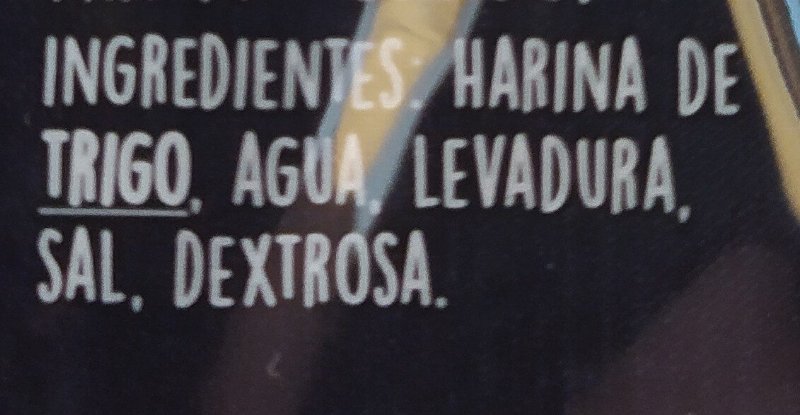 Foto da lista de ingredientes