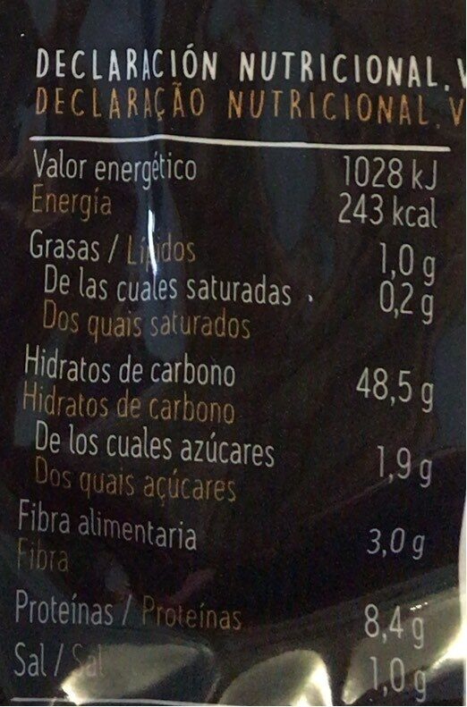 Foto da tabela nutricional
