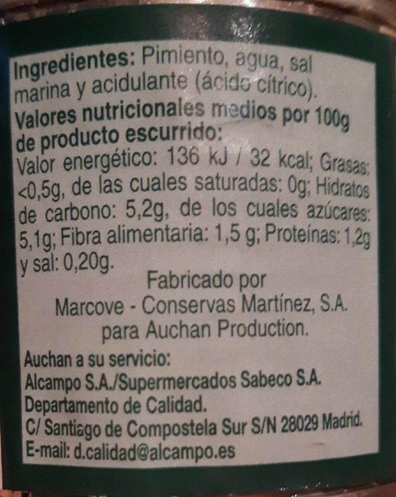 Foto da tabela nutricional