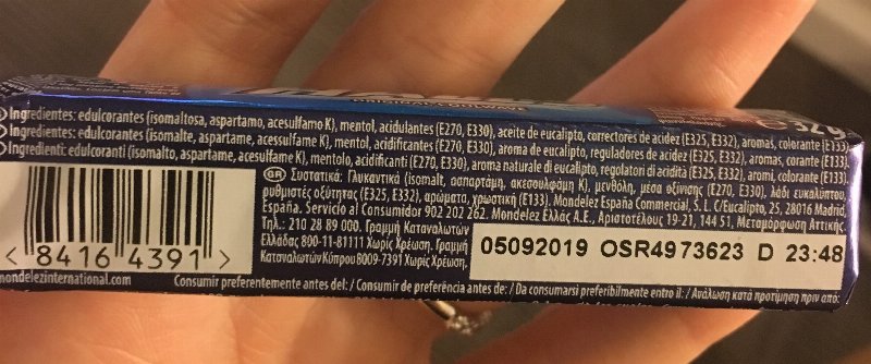 Foto da lista de ingredientes