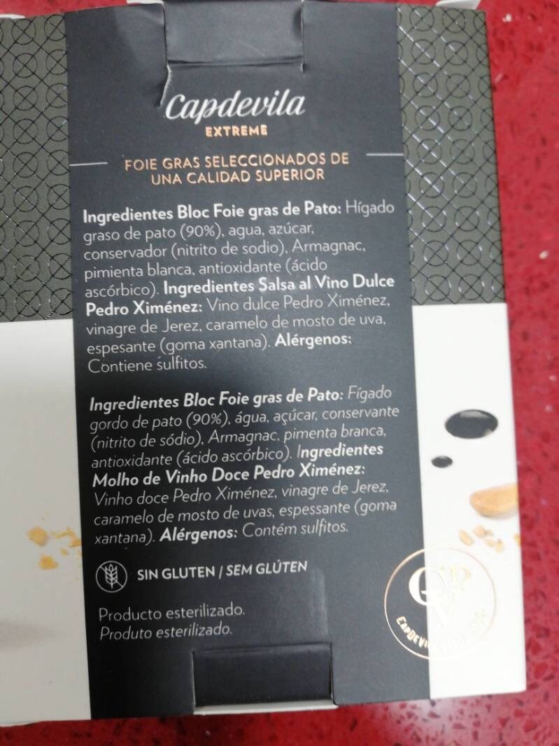 Foto da lista de ingredientes