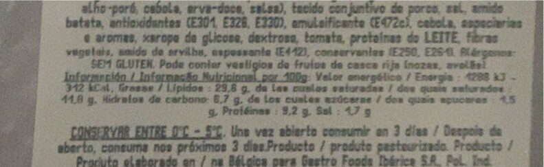 Foto da tabela nutricional