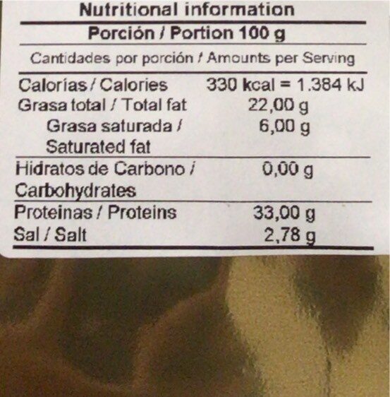 Foto da tabela nutricional