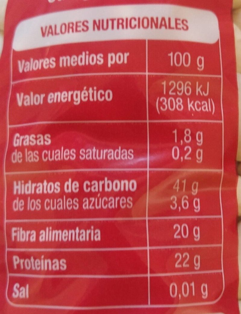 Foto da tabela nutricional
