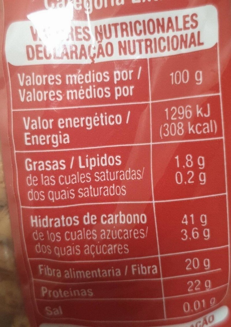 Foto da tabela nutricional