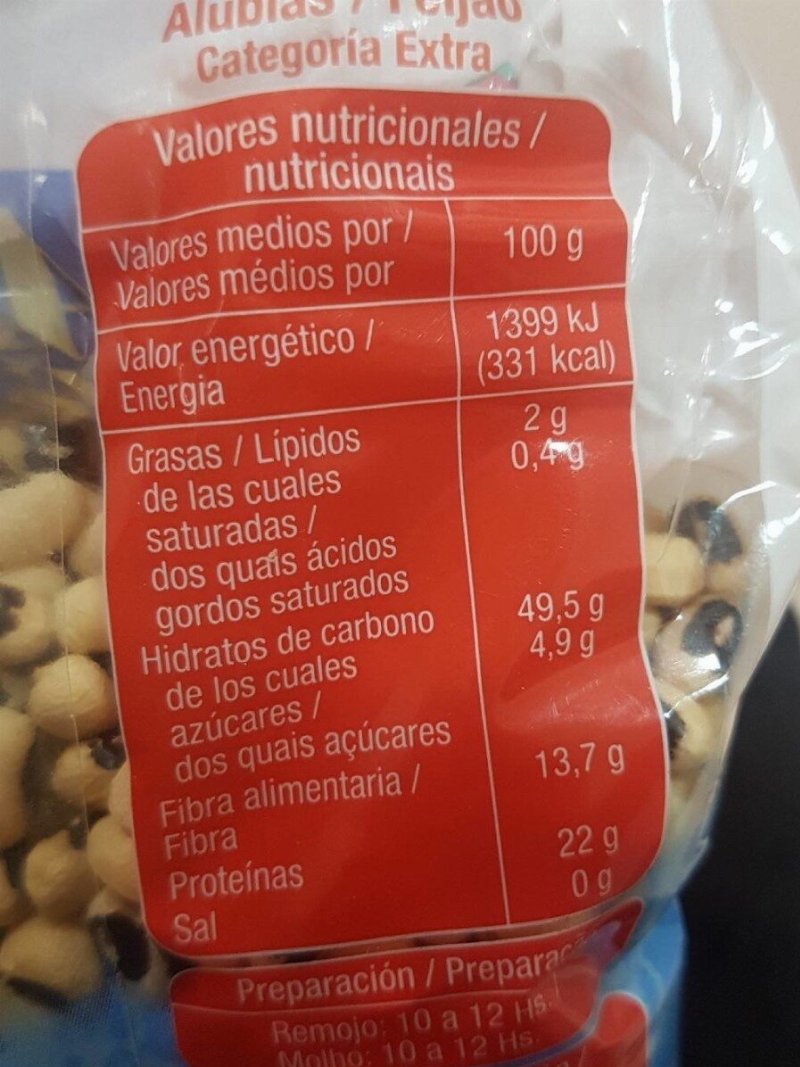 Foto da tabela nutricional