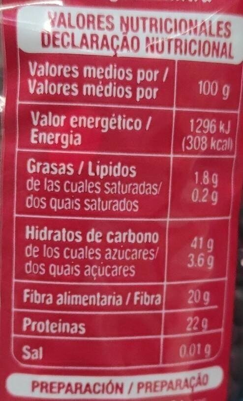 Foto da tabela nutricional