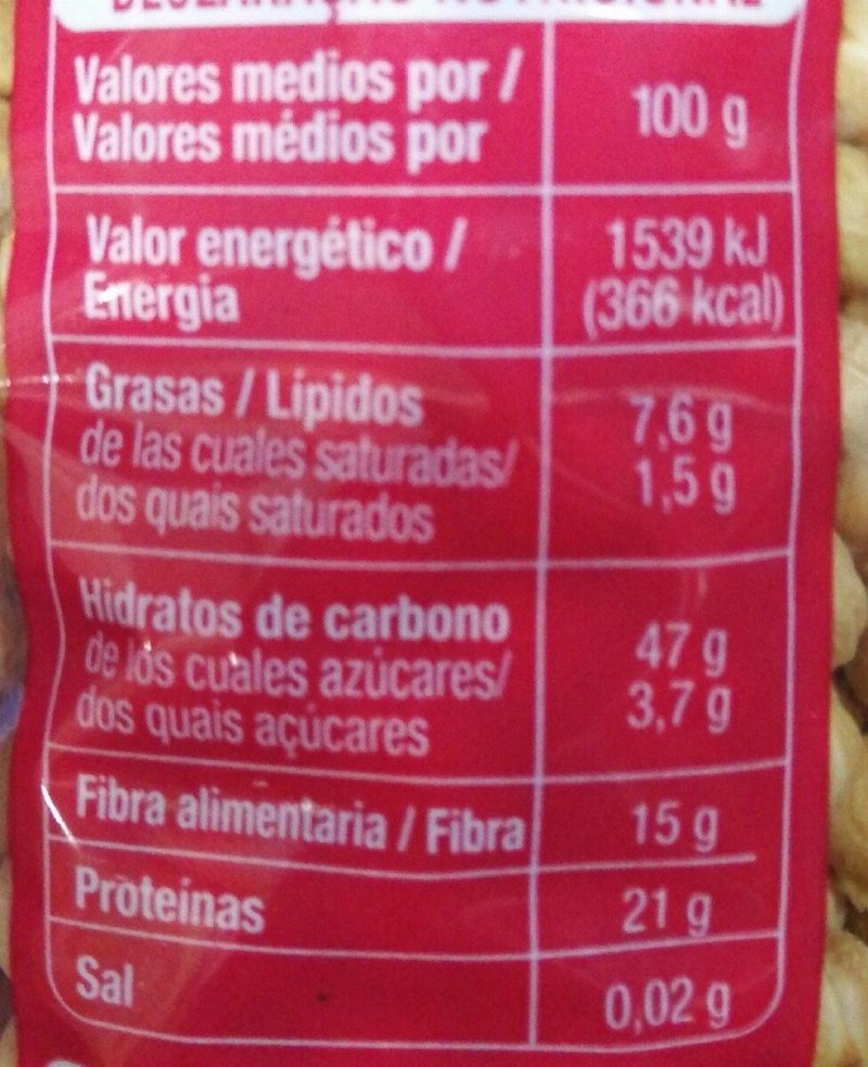 Foto da tabela nutricional