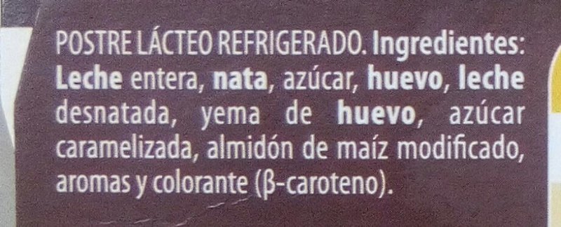Foto da lista de ingredientes