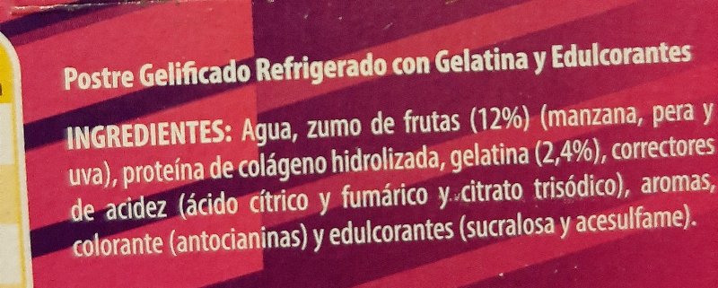 Foto da lista de ingredientes