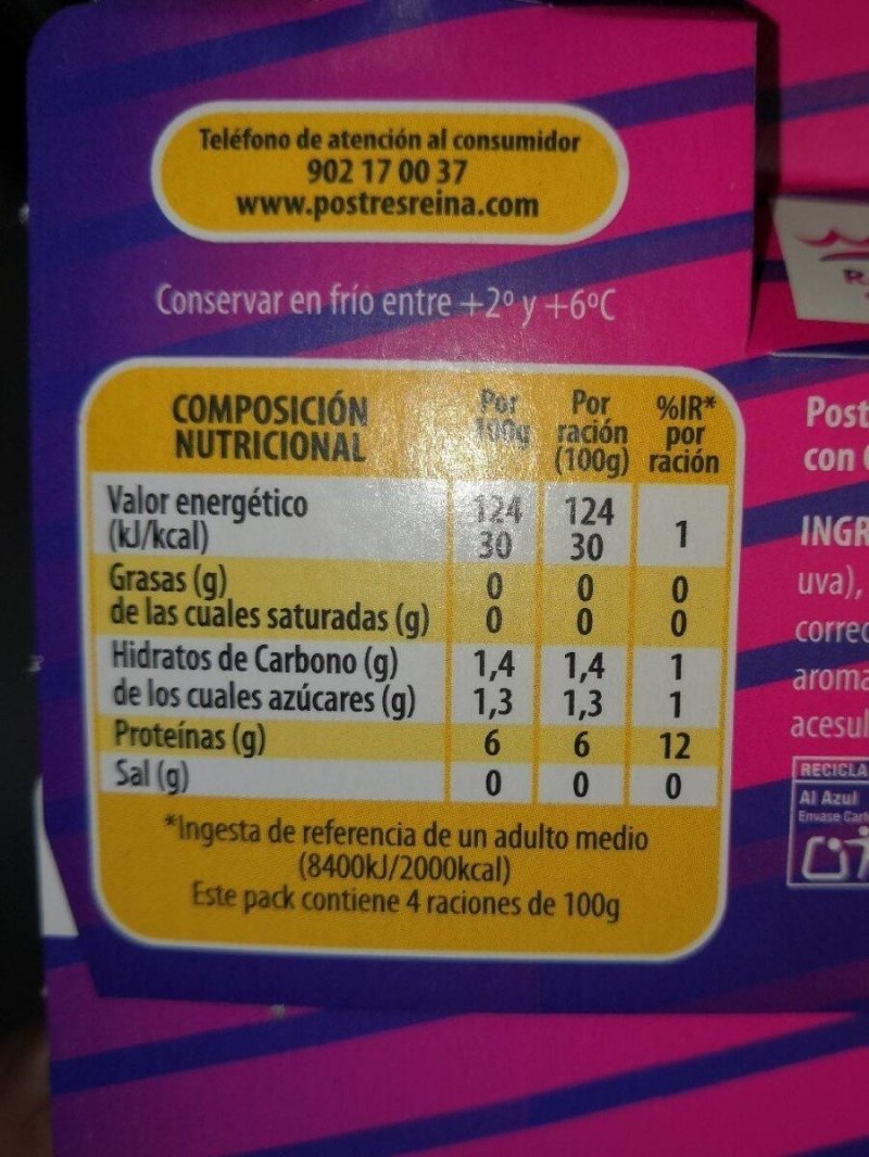 Foto da tabela nutricional