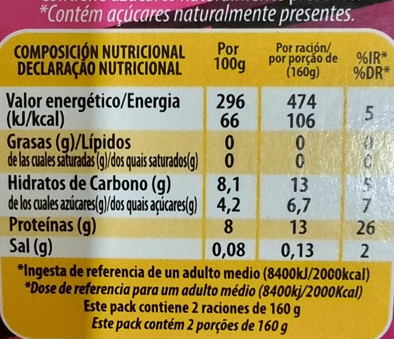 Foto da tabela nutricional