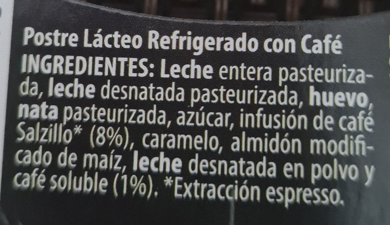 Foto da lista de ingredientes