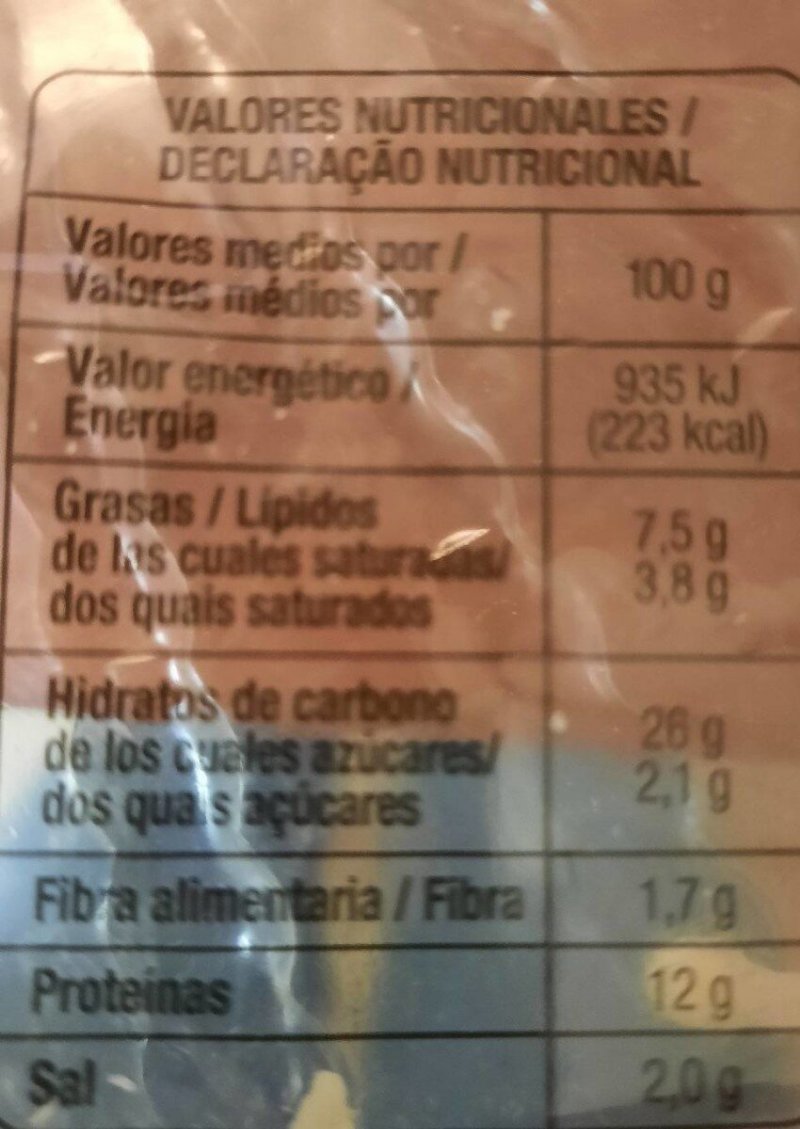 Foto da tabela nutricional