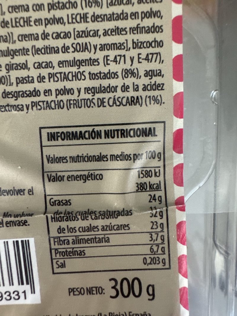 Foto da tabela nutricional