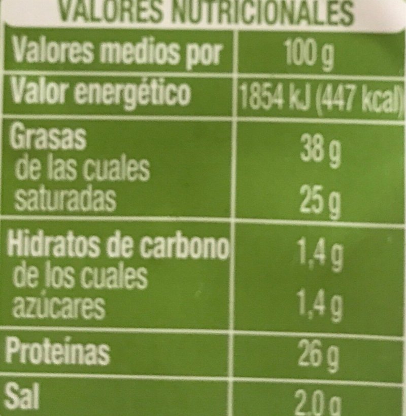 Foto da tabela nutricional