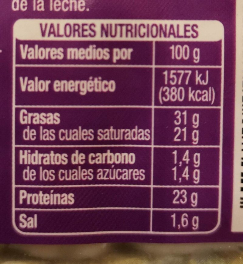 Foto da tabela nutricional