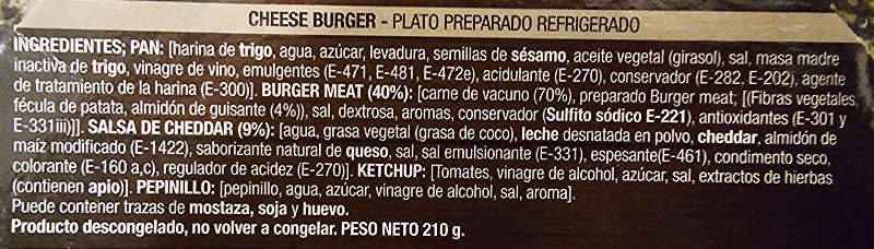 Foto da lista de ingredientes
