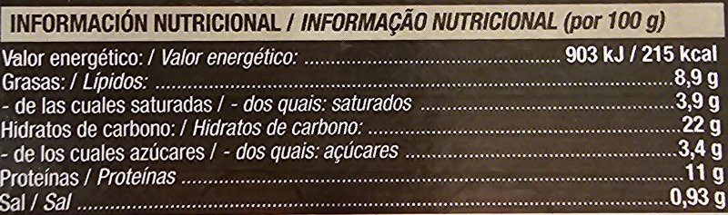Foto da tabela nutricional