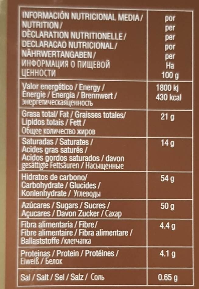 Foto da tabela nutricional