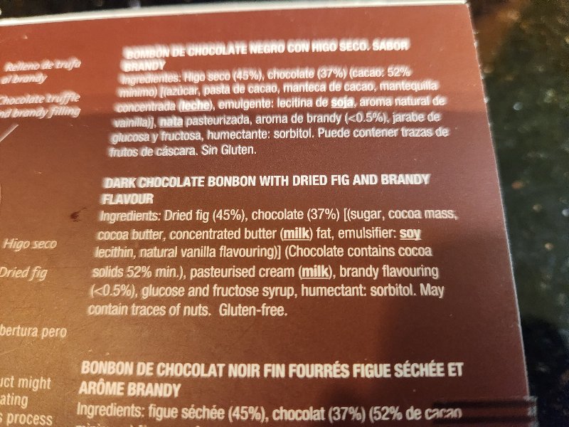 Foto da lista de ingredientes