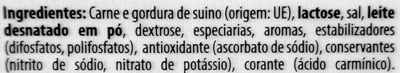 Foto da lista de ingredientes
