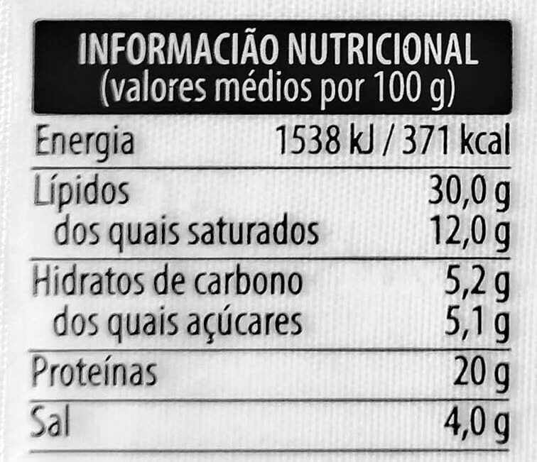Foto da tabela nutricional