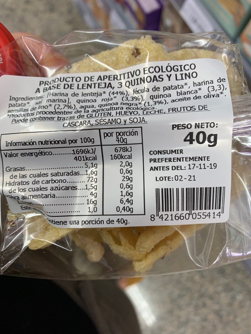 Foto da tabela nutricional