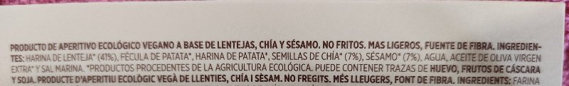 Foto da lista de ingredientes
