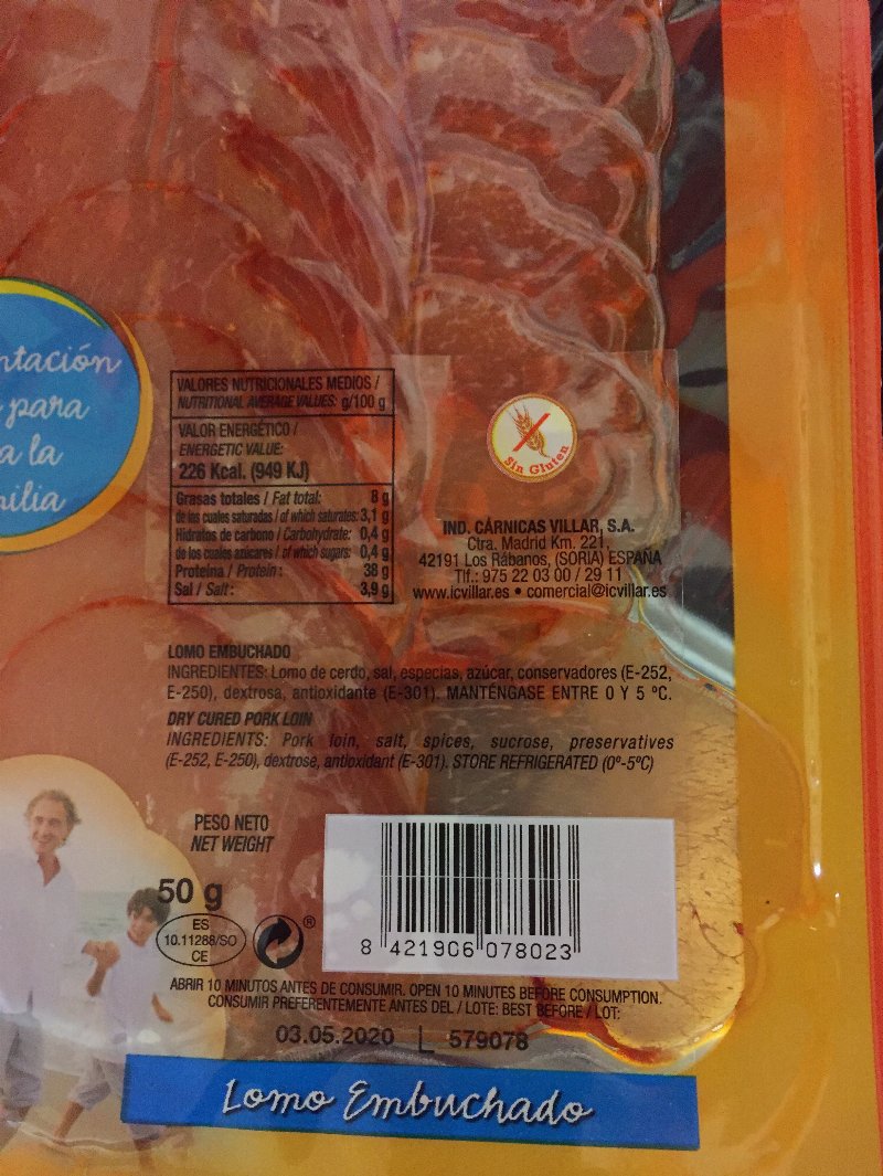 Foto da lista de ingredientes