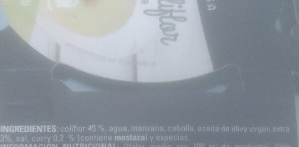 Foto da lista de ingredientes