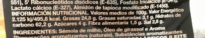Foto da tabela nutricional