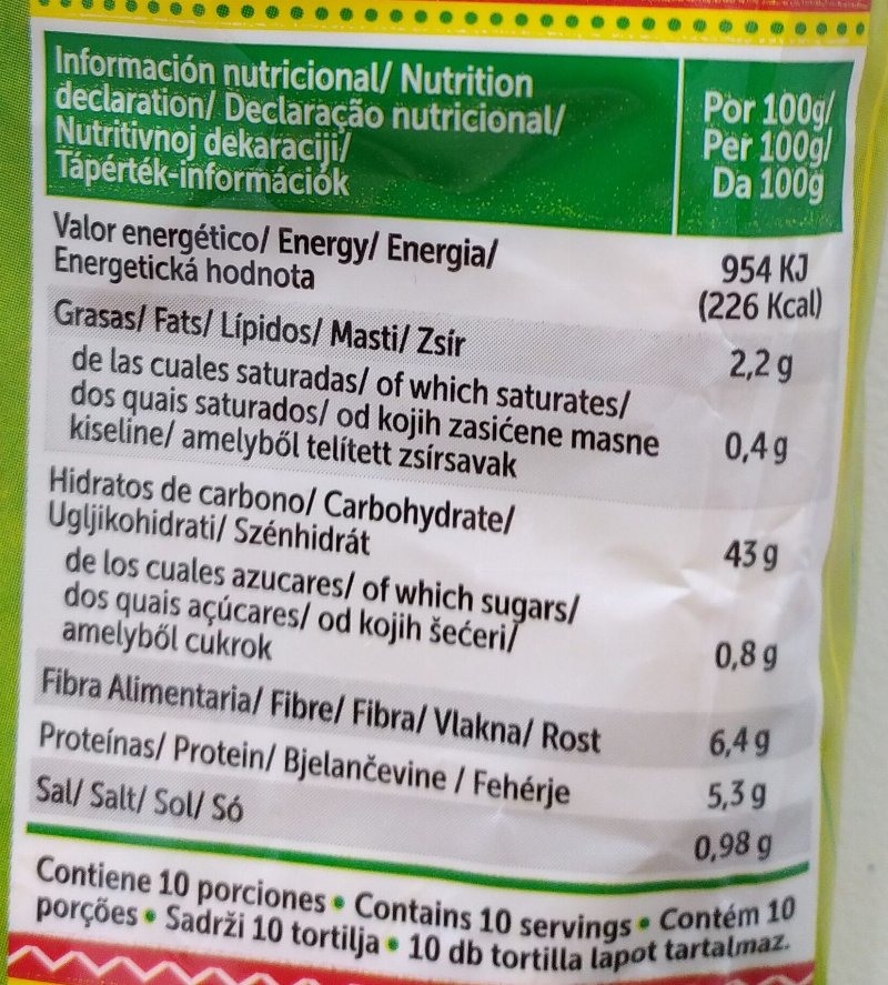 Foto da tabela nutricional