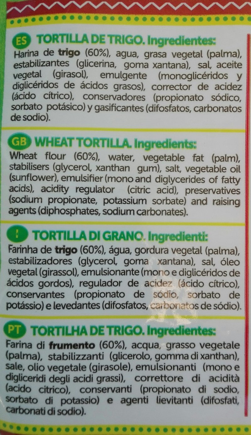 Foto da lista de ingredientes