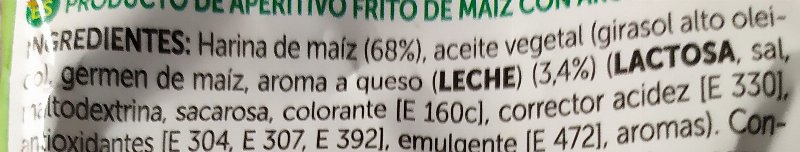 Foto da lista de ingredientes
