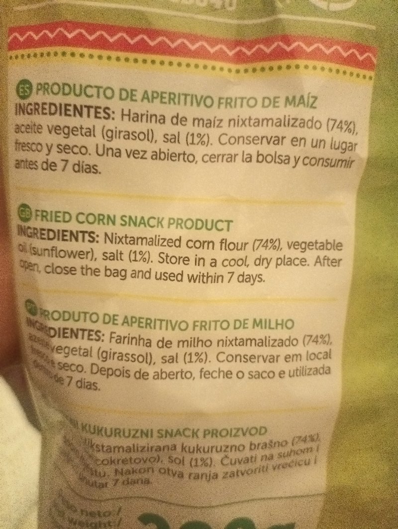 Foto da lista de ingredientes